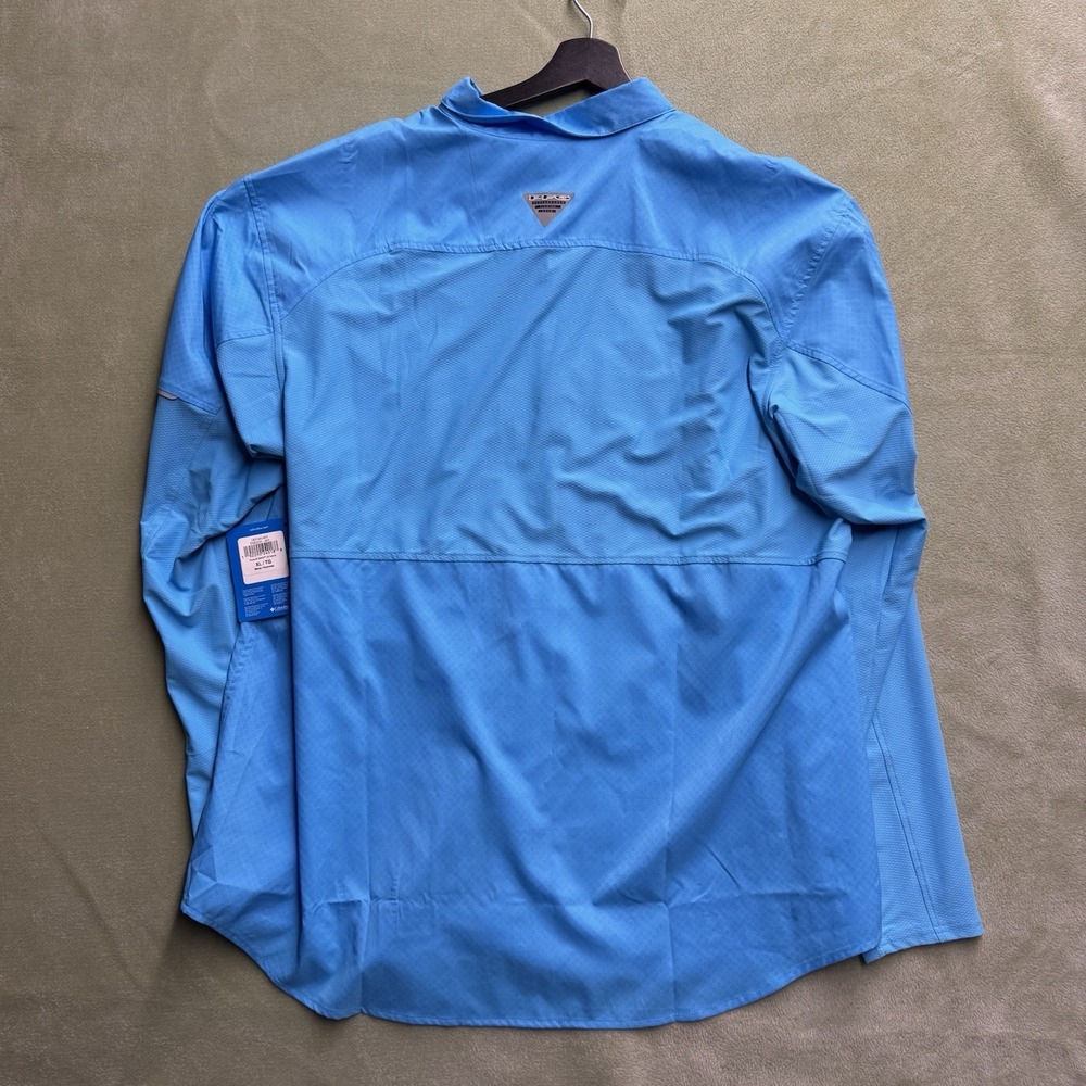 Columbia Force XII ZERO LS Hybrid PFG Omni-Shade UPF 50 Mens XL Blue Shirt - Picture 8 of 9